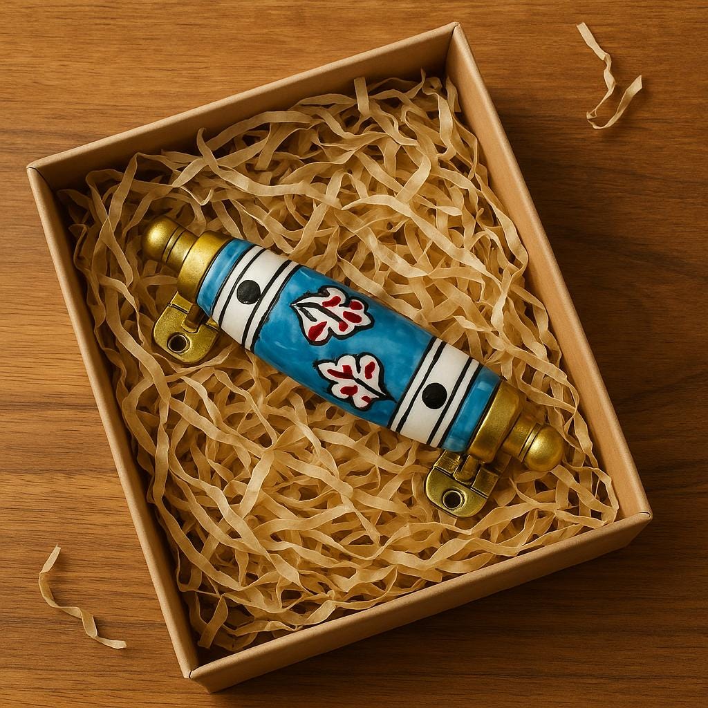 Blue Ceramic Brass Drawer Pulls