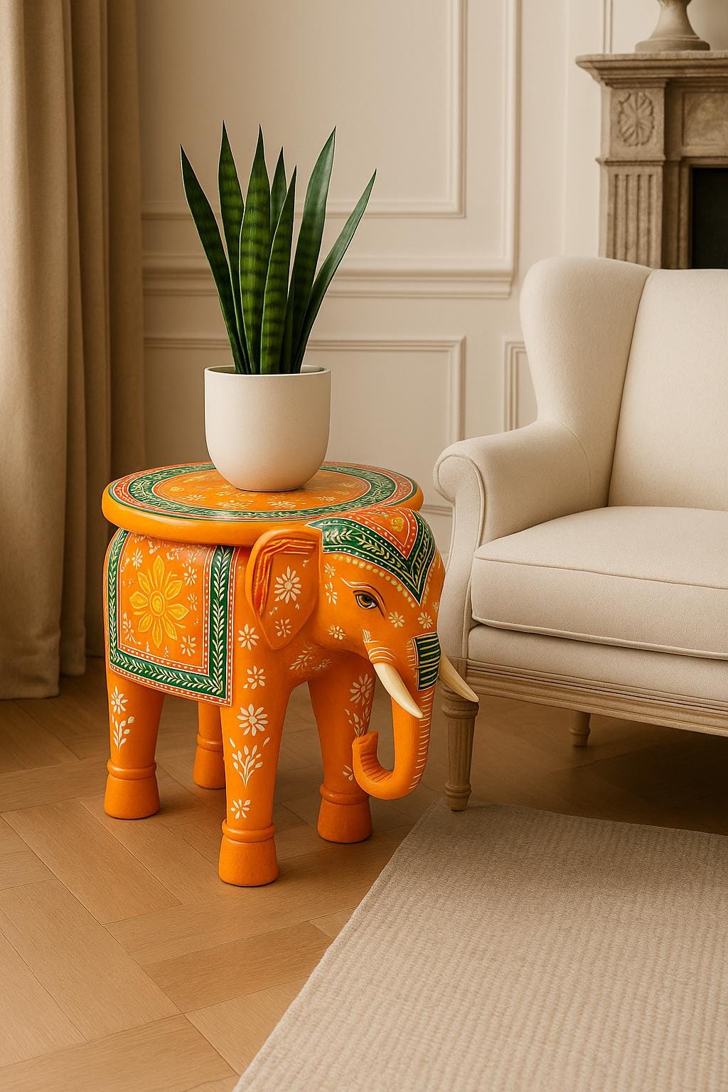 Boho Elephant Accent Table