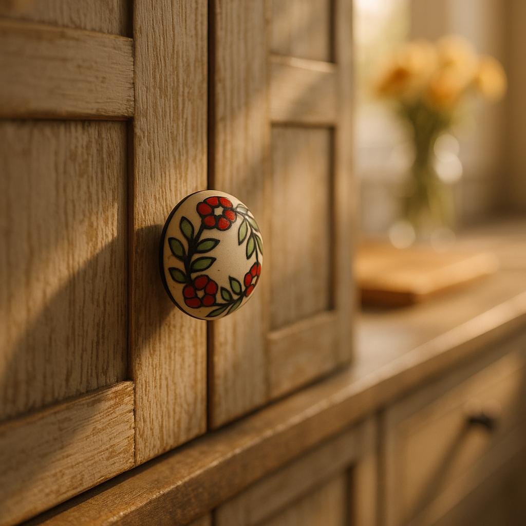 Hand-painted Floral Ceramic Drawer Knob for Vintage Home Decor