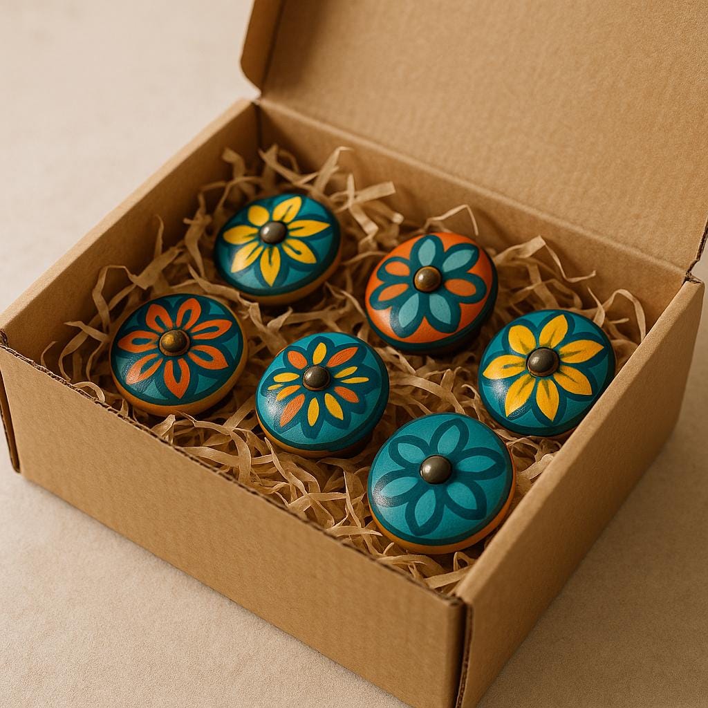Vibrant Floral Knobs Set 6pk