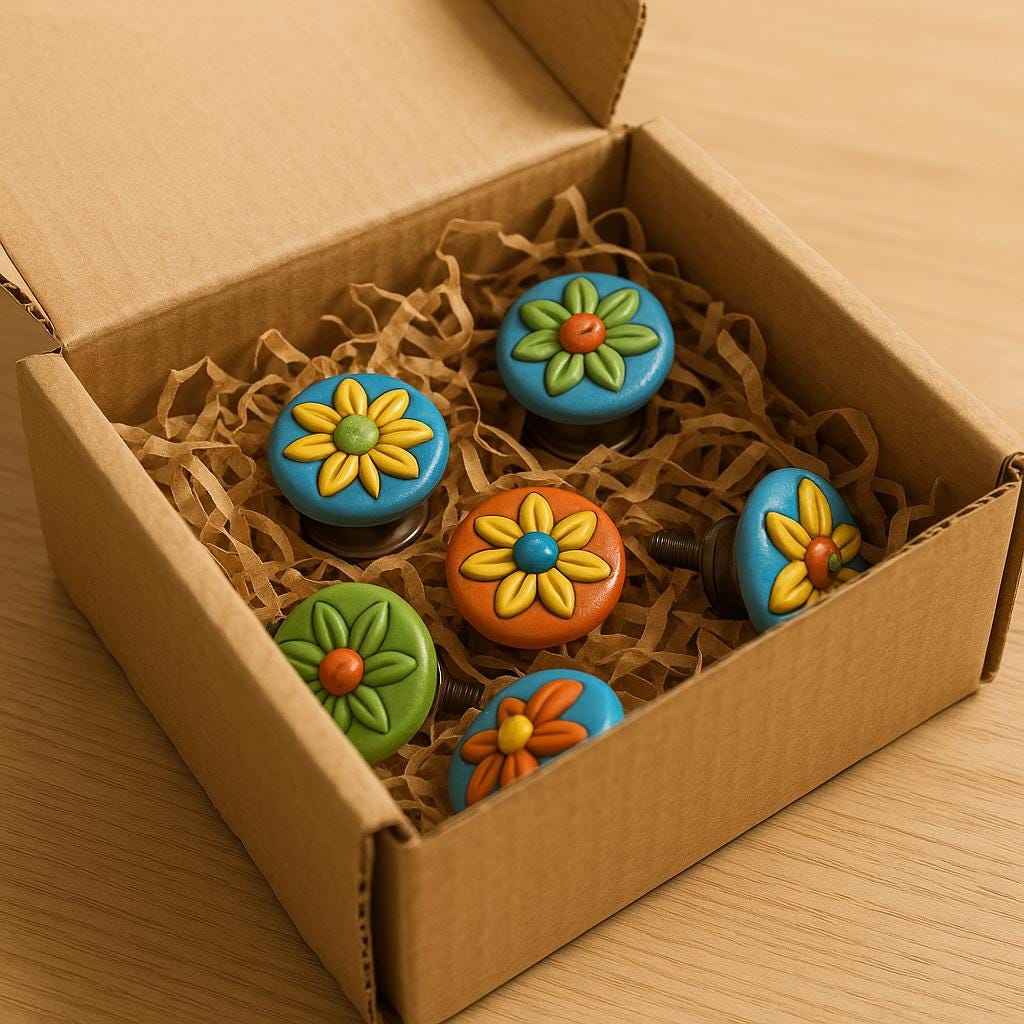 Colorful Ceramic Knobs Set 6