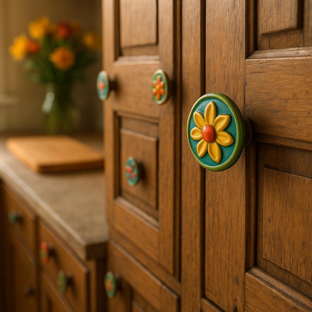 Floral Leaf Ceramic Knobs Set