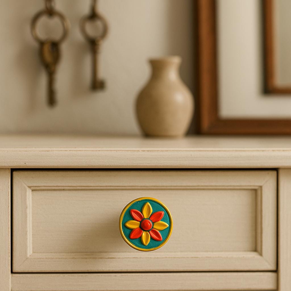 Floral Leaf Ceramic Knobs Set
