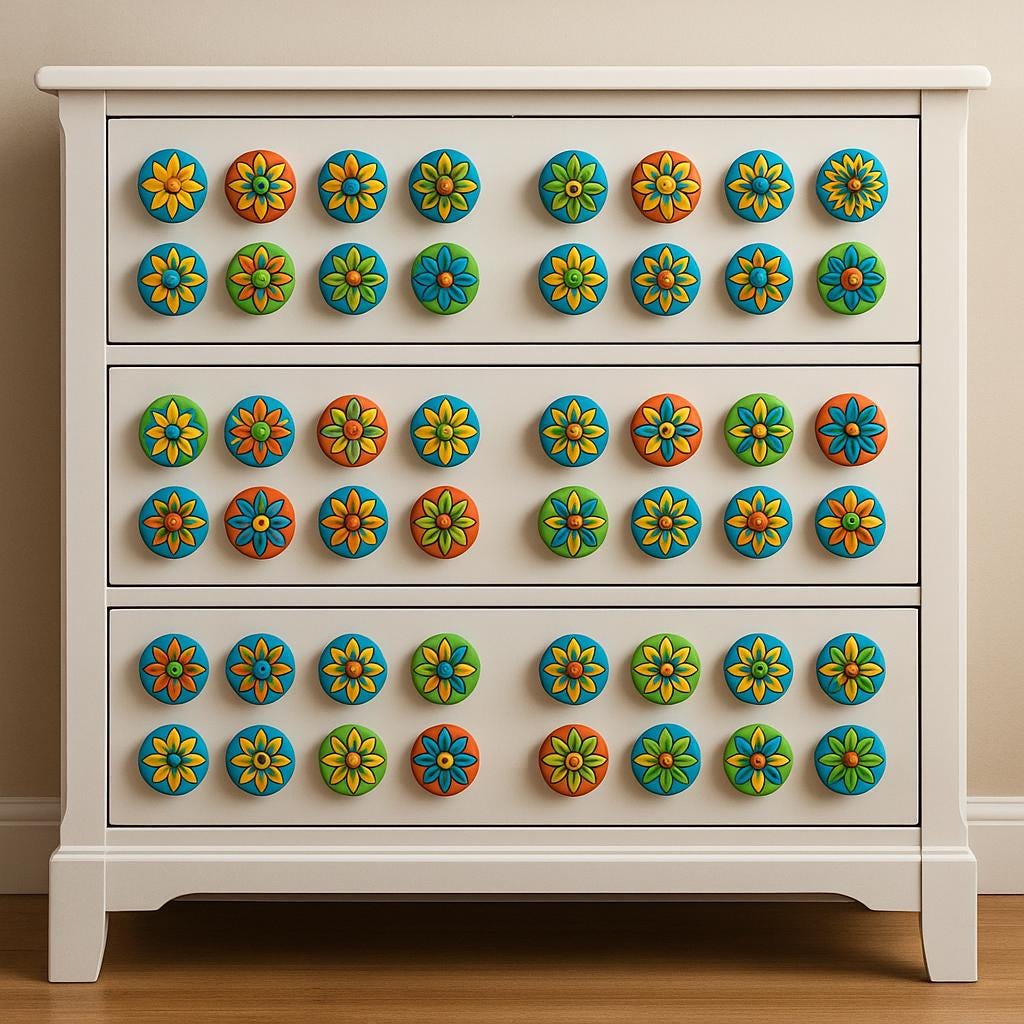 Vibrant Floral Knobs Set 25
