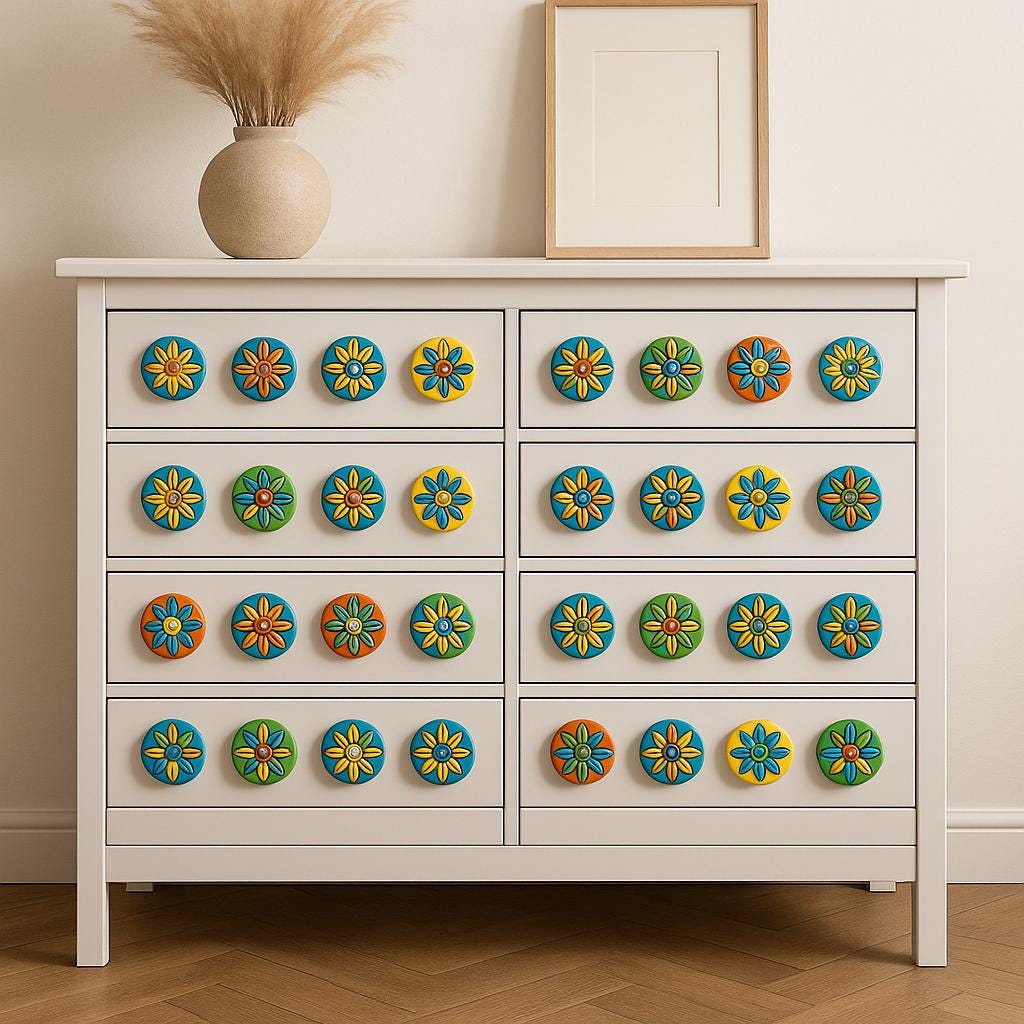 Vibrant Floral Knobs Set 25