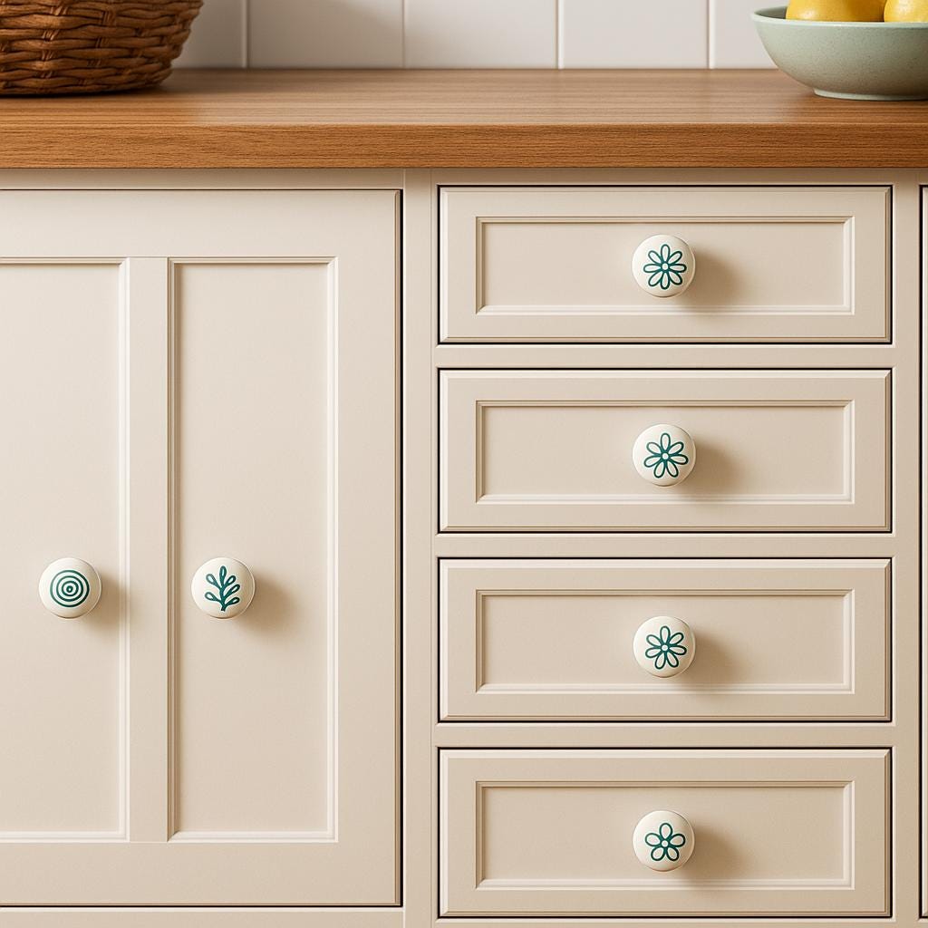 Chic Teal Ceramic Knobs Set