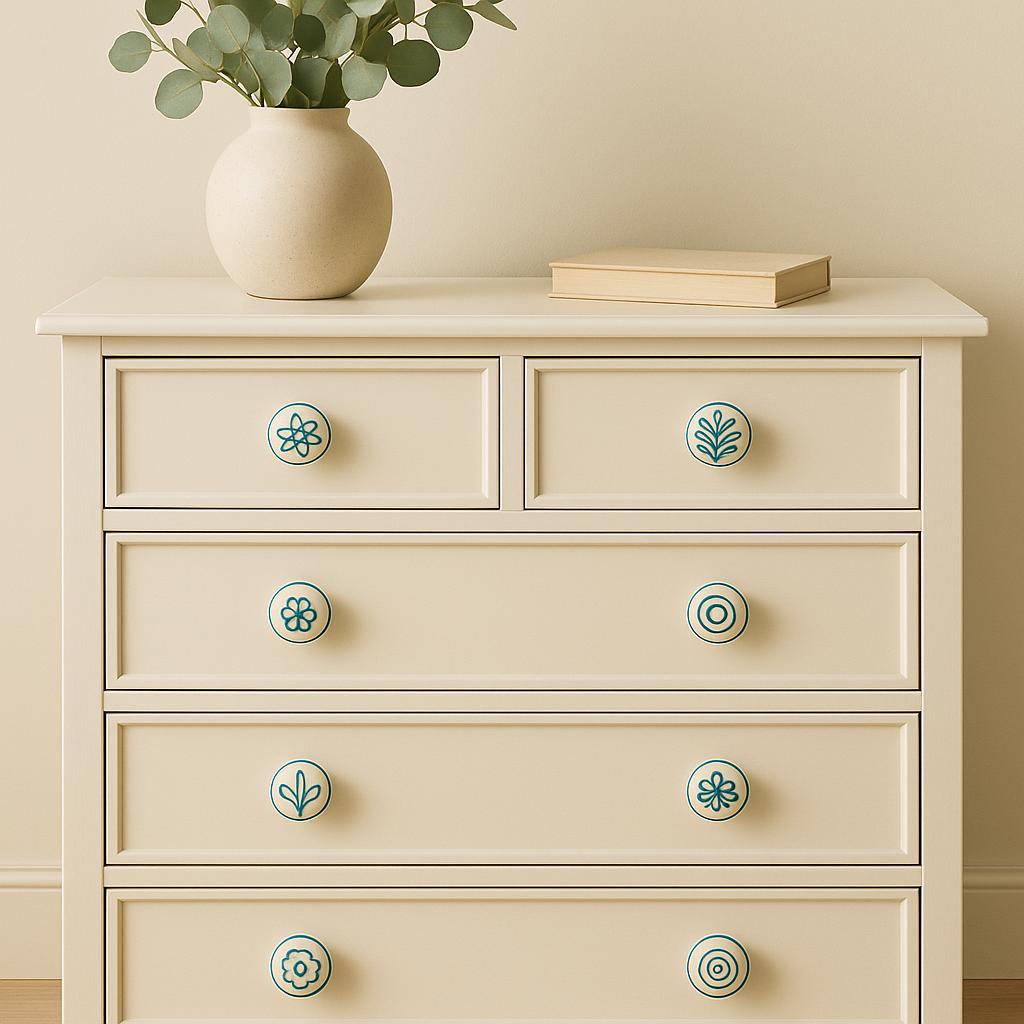 Chic Teal Ceramic Knobs Set