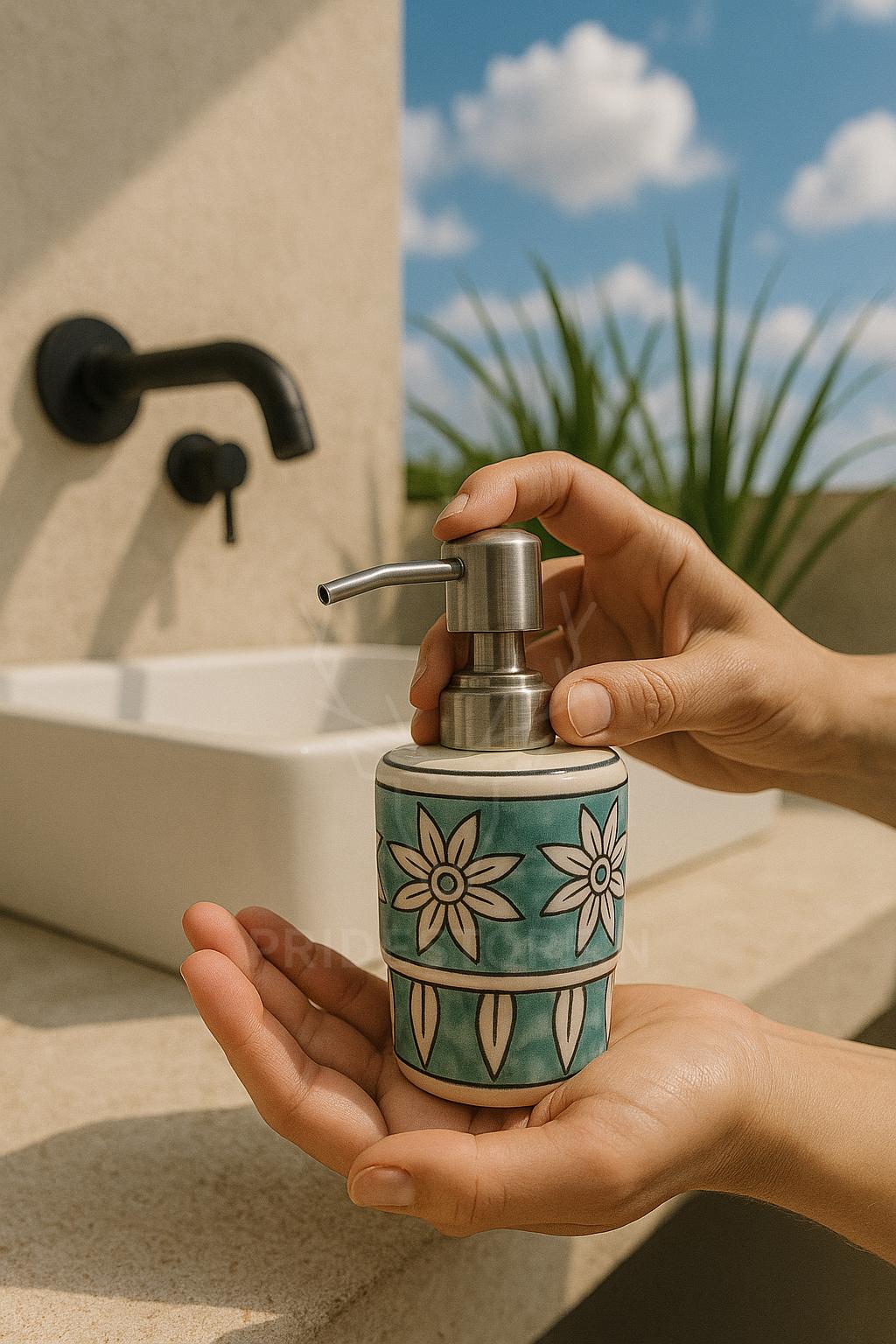 Blue Floral Ceramic Dispenser