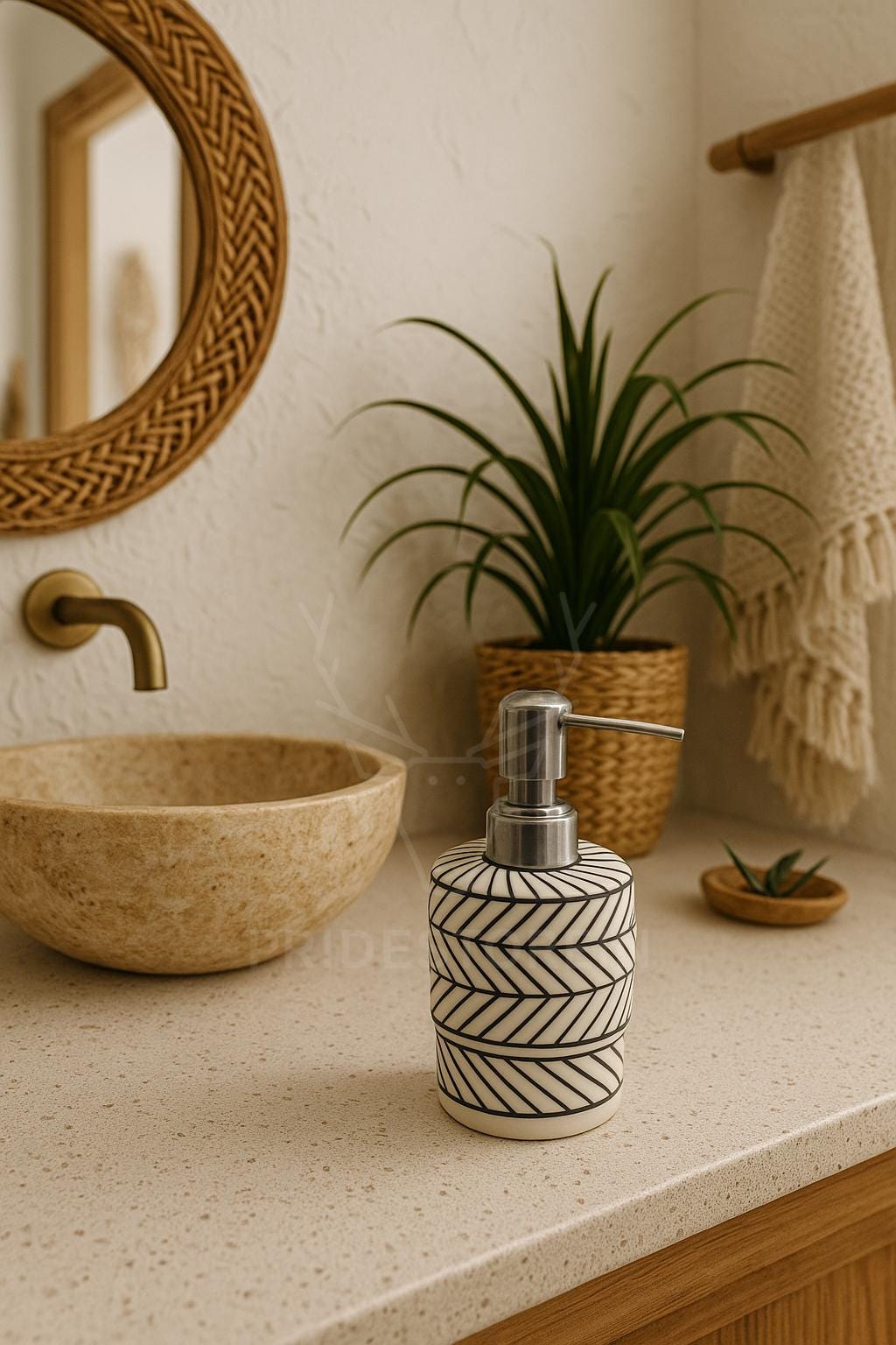 Blue Floral Ceramic Soap Pump