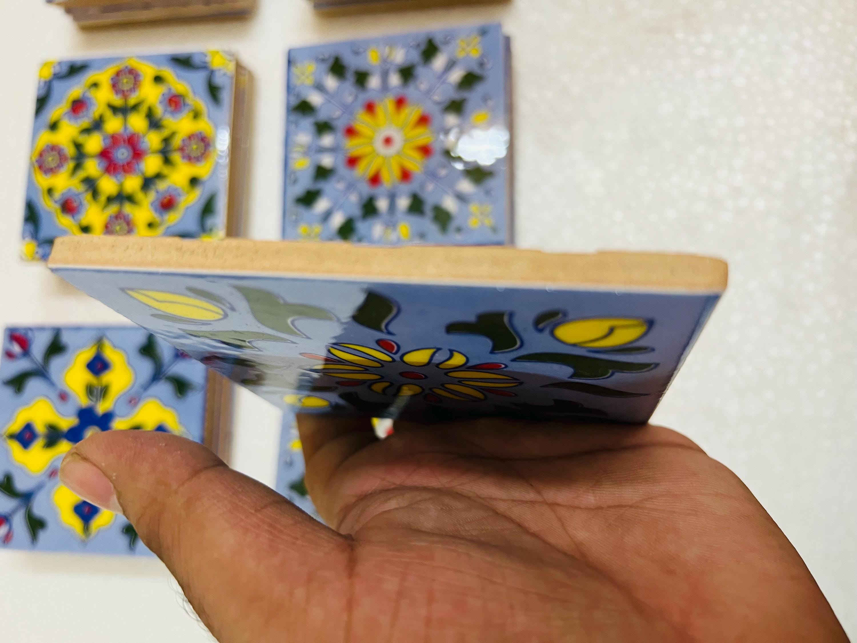 Blue Floral Talavera Tiles Set