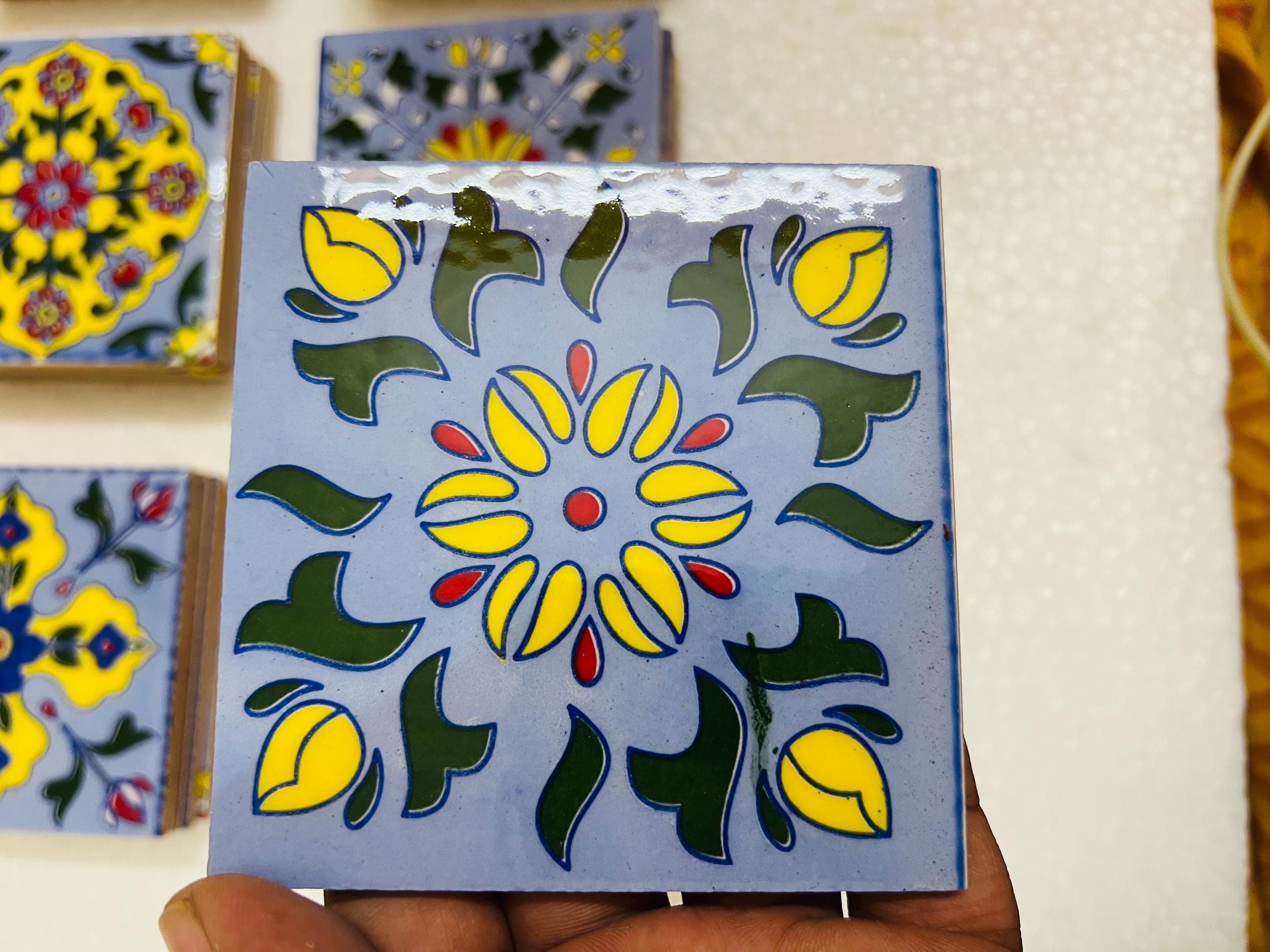 Blue Floral Talavera Tiles Set