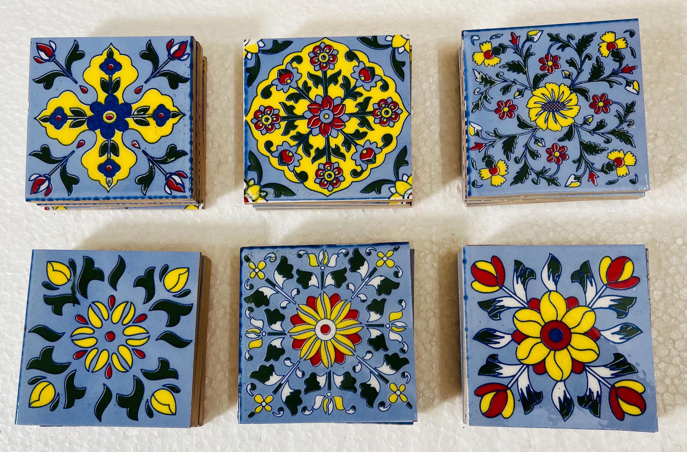 Blue Floral Talavera Tiles Set