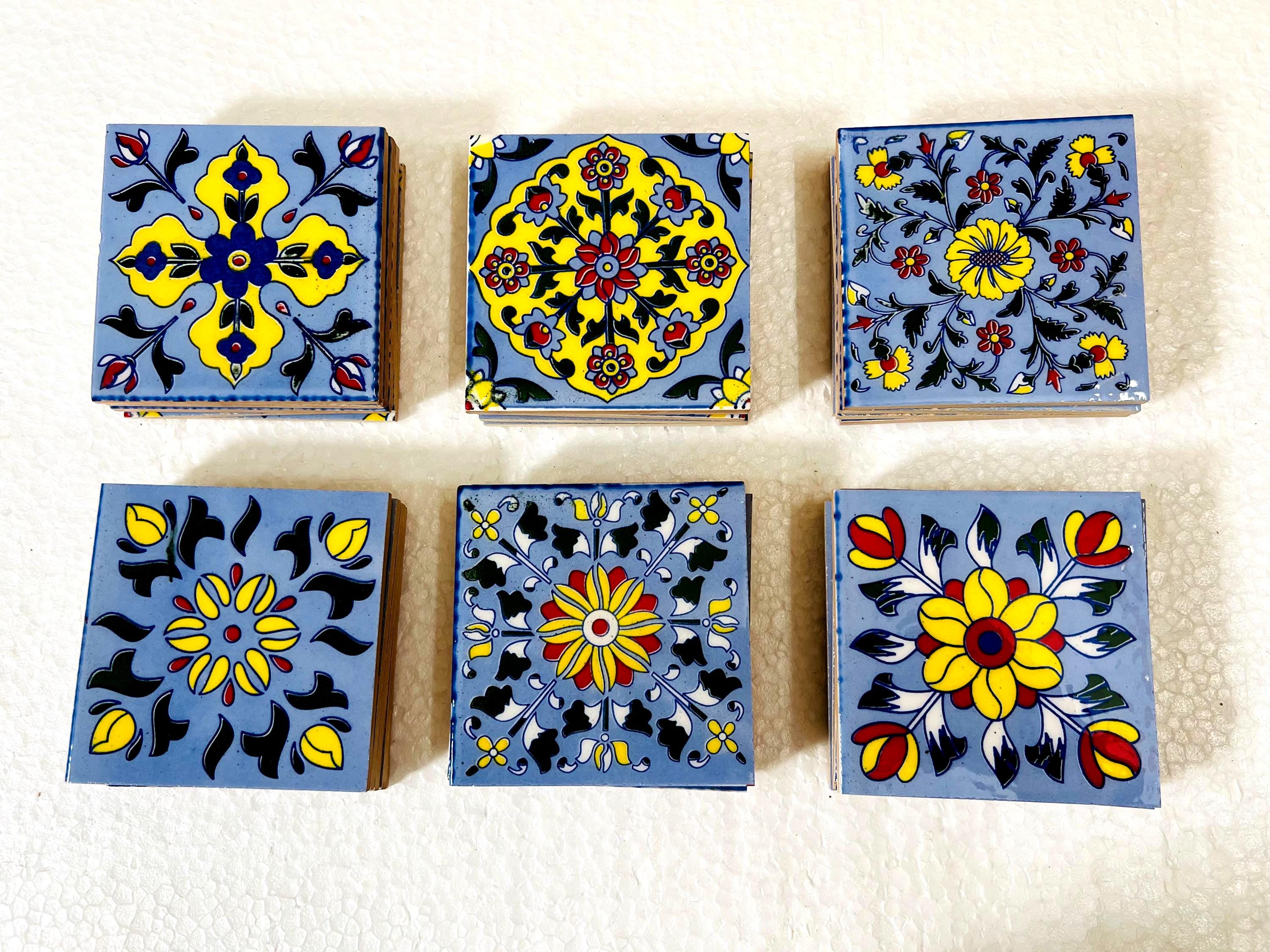 Blue Floral Talavera Tiles Set