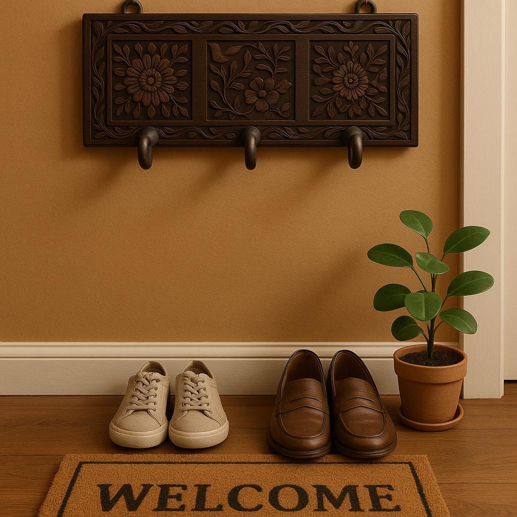 Floral Wall Hooks - Rustic Wood Entryway Hanger