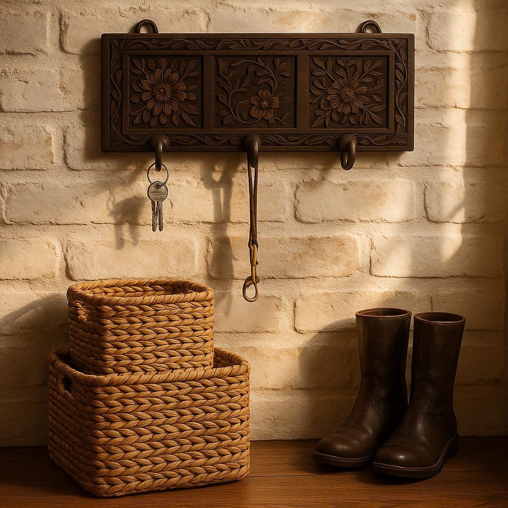 Floral Wall Hooks - Rustic Wood Entryway Hanger