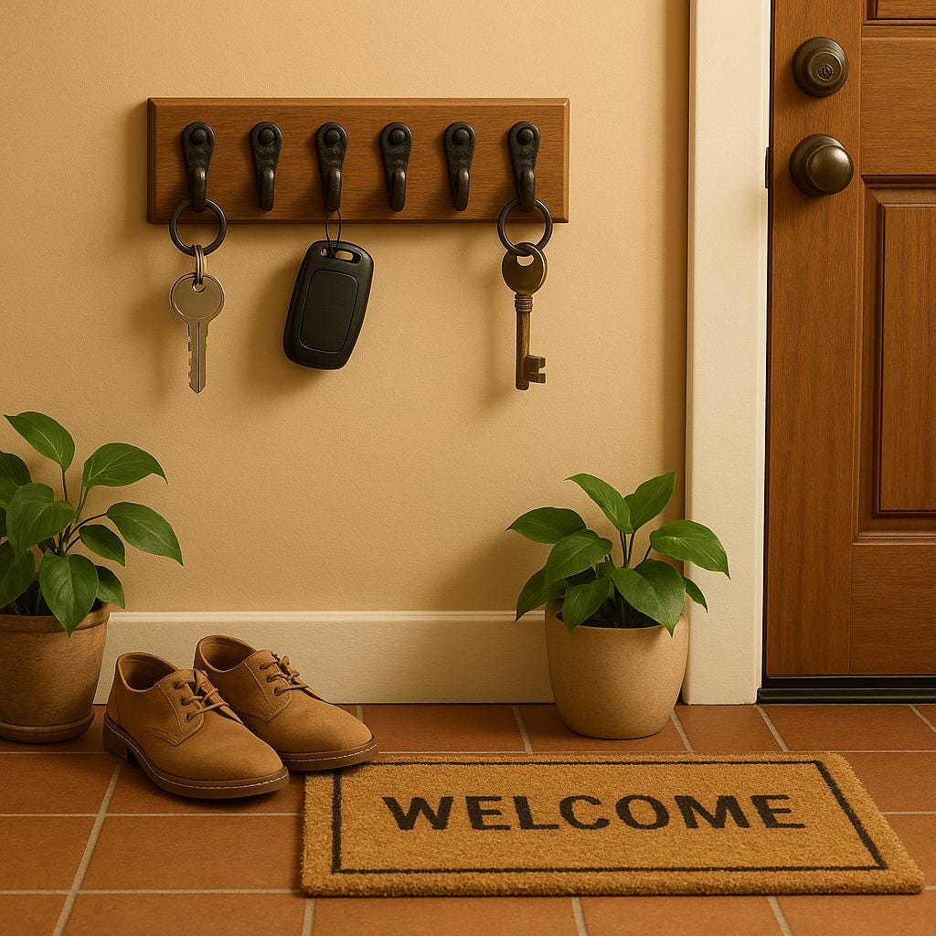 Rustic Wooden Key Holder with Vintage Hooks for Home Organization