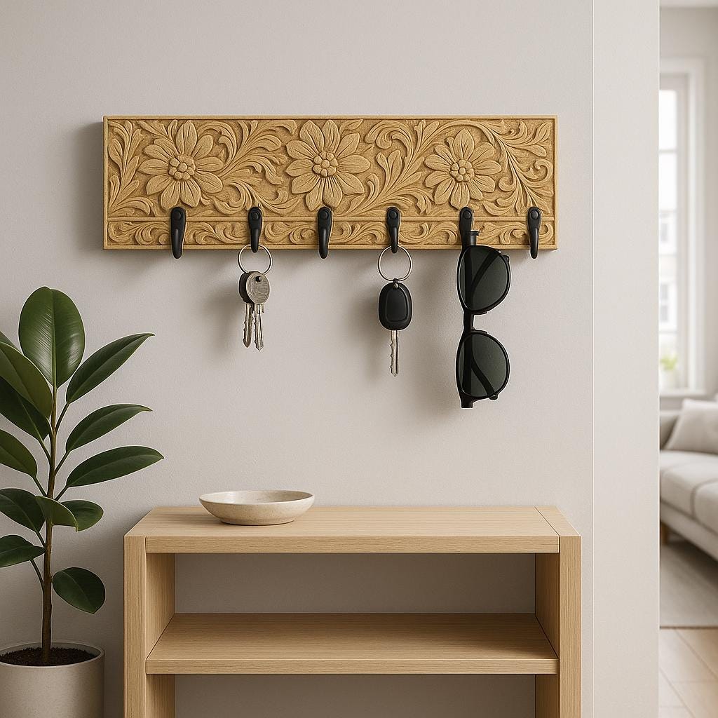Elegant Floral Wall Hook Rack