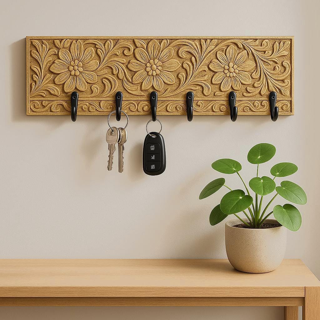 Elegant Floral Wall Hook Rack