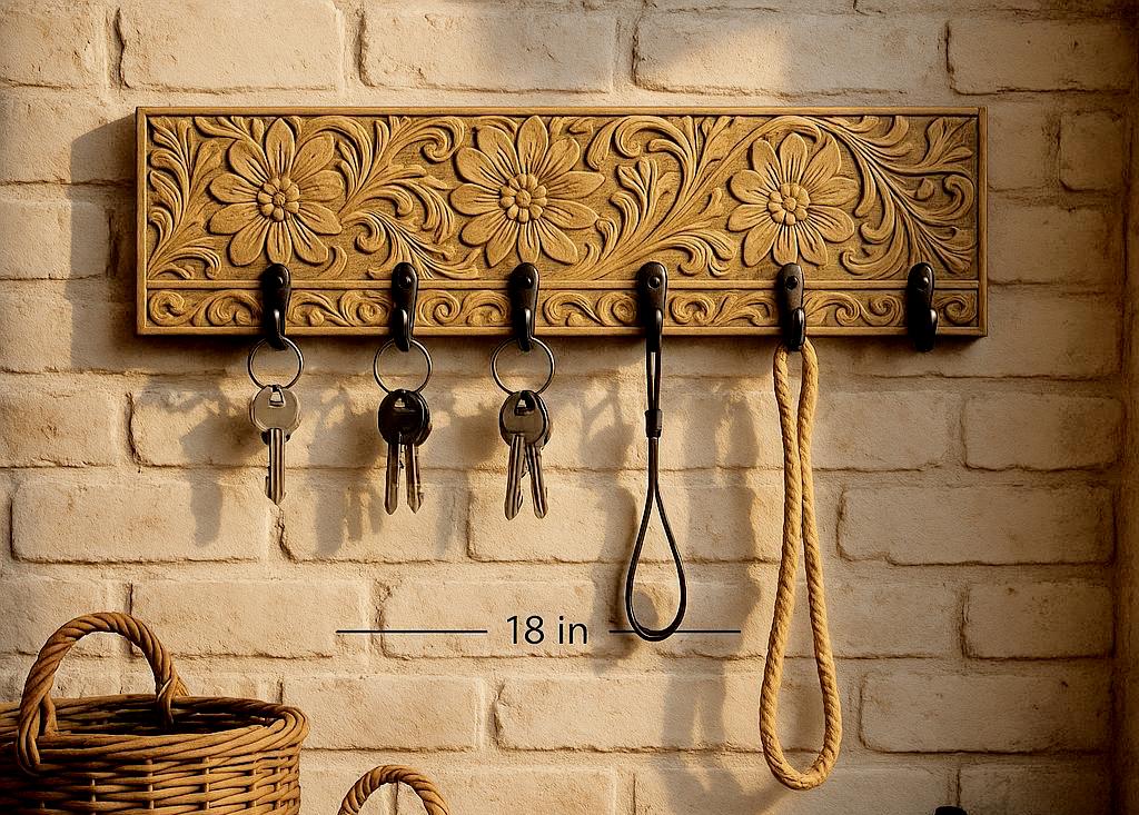 Elegant Floral Wall Hook Rack