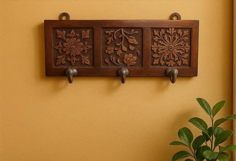 Rustic Floral Wooden Wall Hook