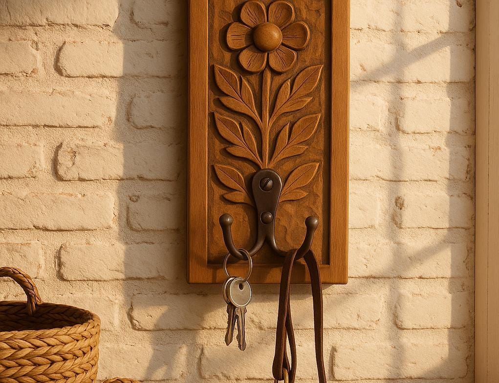 Floral Wood Wall Hook Decor
