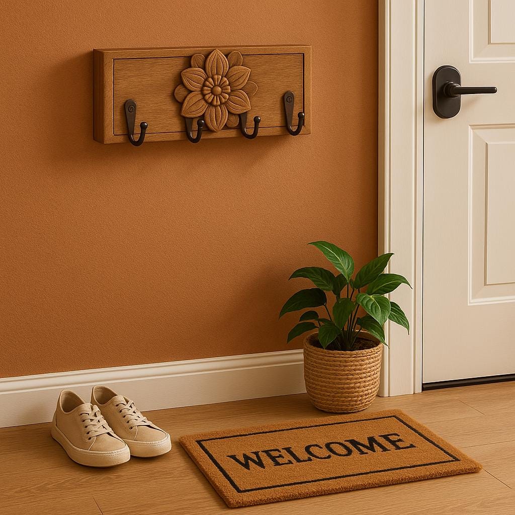 Handcrafted Wooden Flower Wall Hook Decor - Rustic Organizer for Entryway or Home