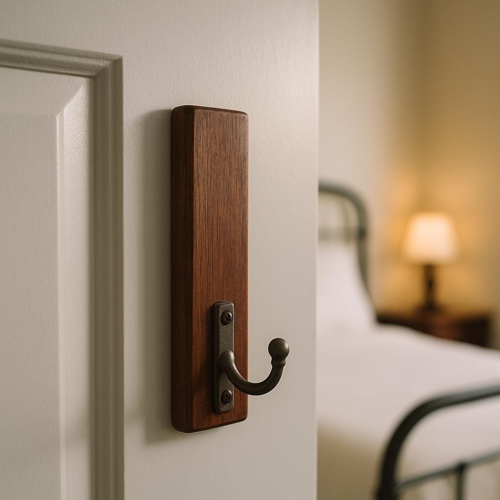Rustic Wooden Wall Hook with Vintage Metal Fixtures for Home Organization