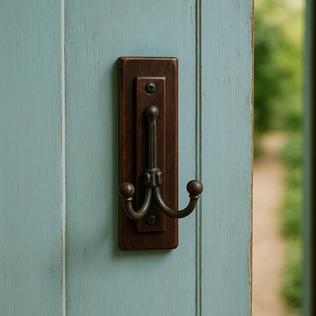 Rustic Wooden Wall Hook with Vintage Metal Fixtures for Home Organization