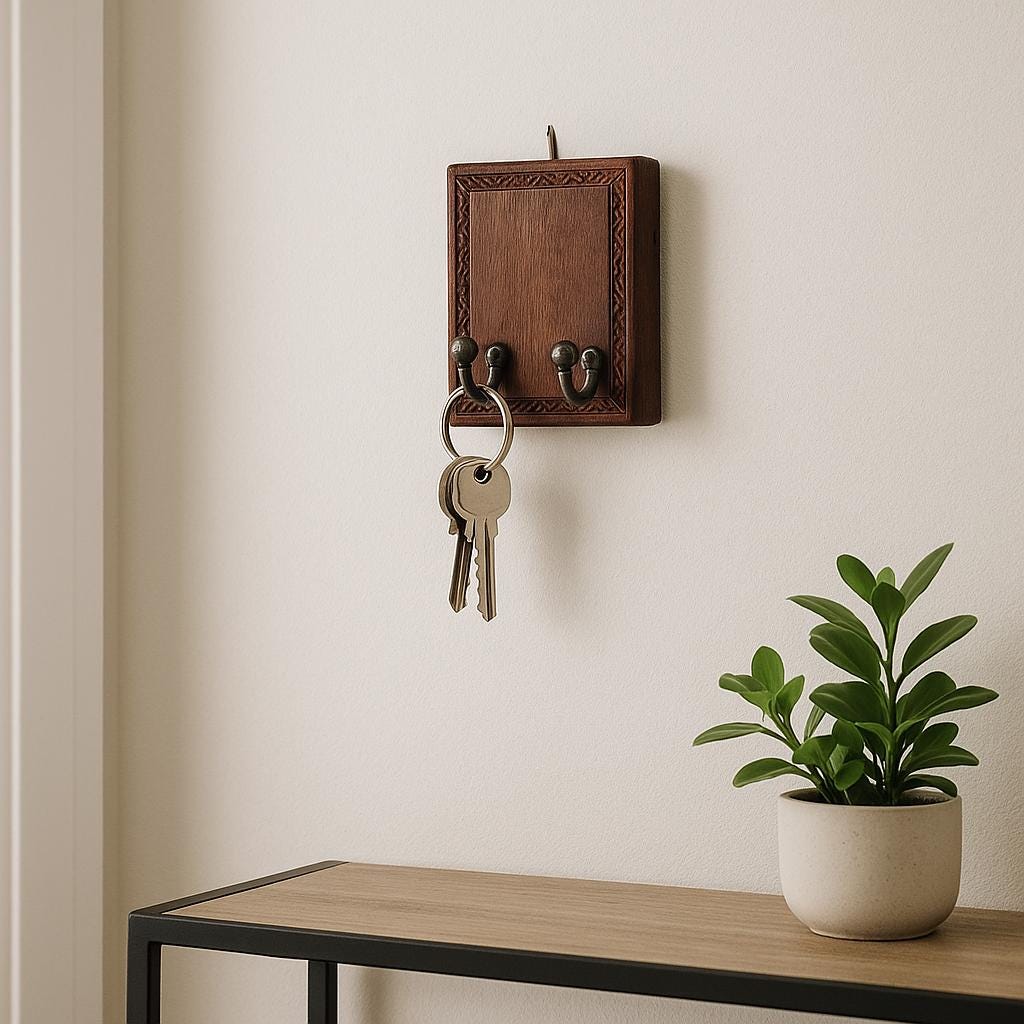 Wall Hook Shelf - Wooden Organizer with Hooks