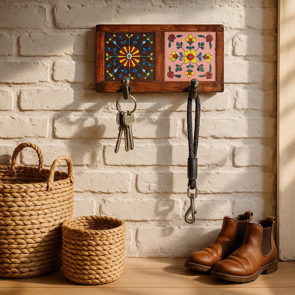 Wooden Wall Hook - Vibrant Floral Design