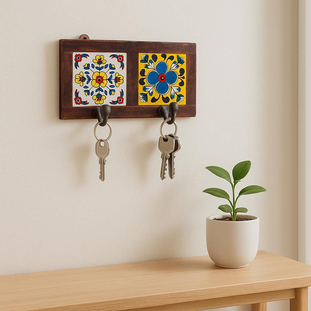 Rustic Floral Ceramic Wall Hook