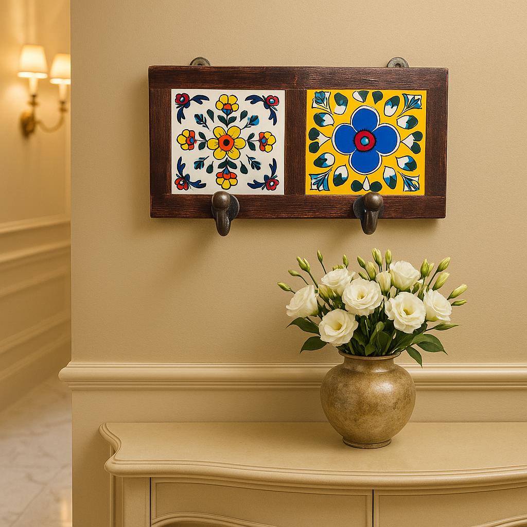 Rustic Floral Ceramic Wall Hook