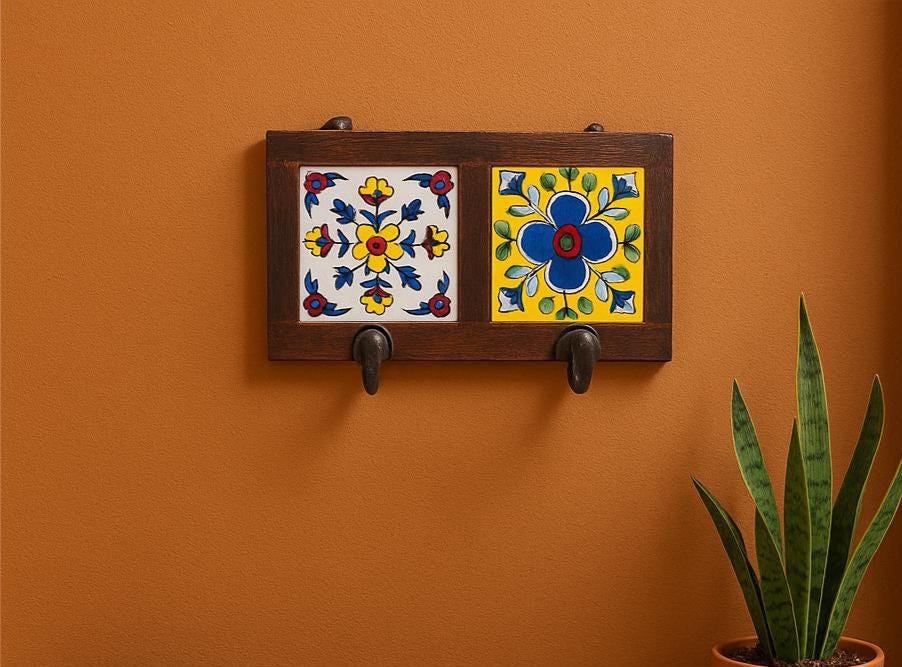 Rustic Floral Ceramic Wall Hook