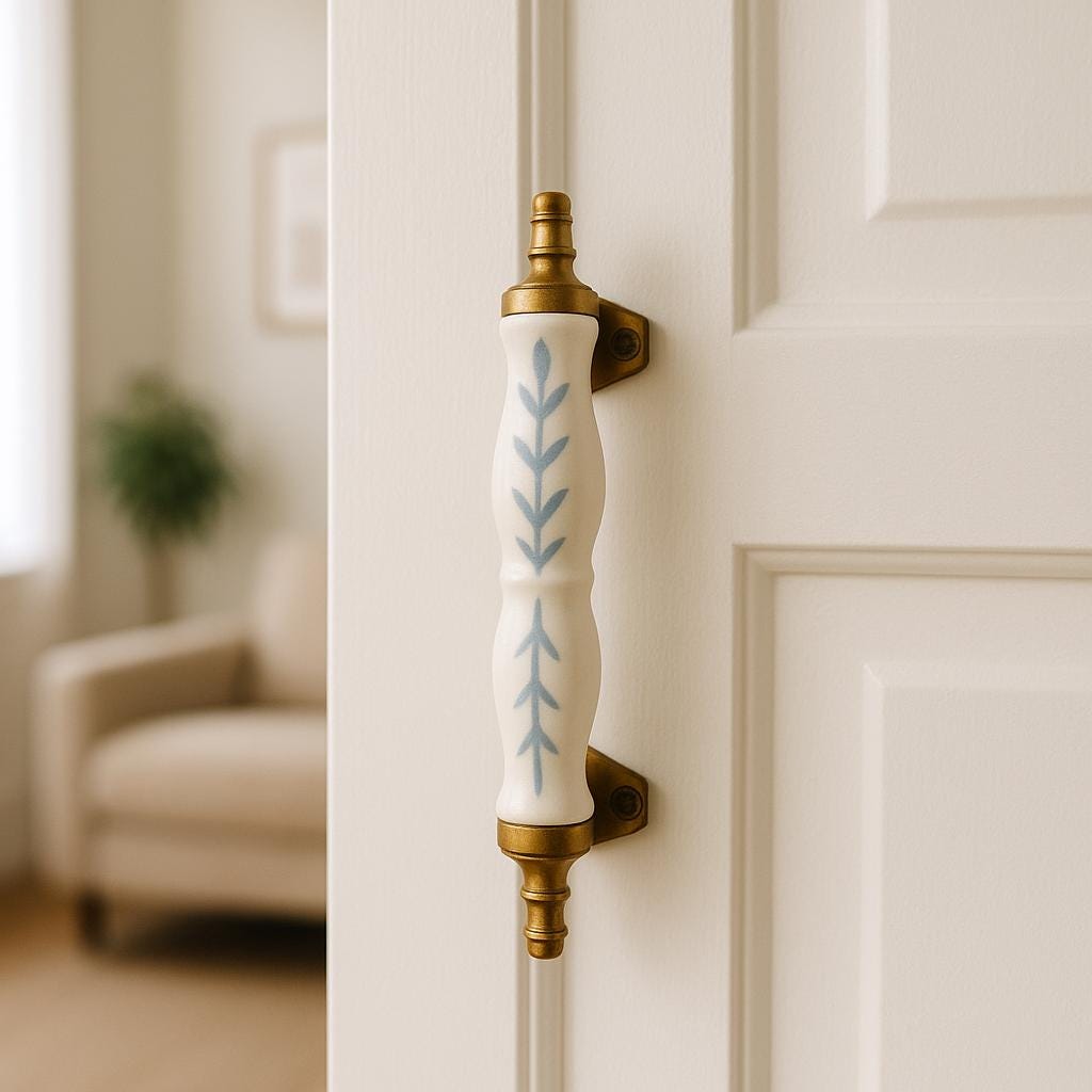 Elegant Blue Leaf Drawer Pulls