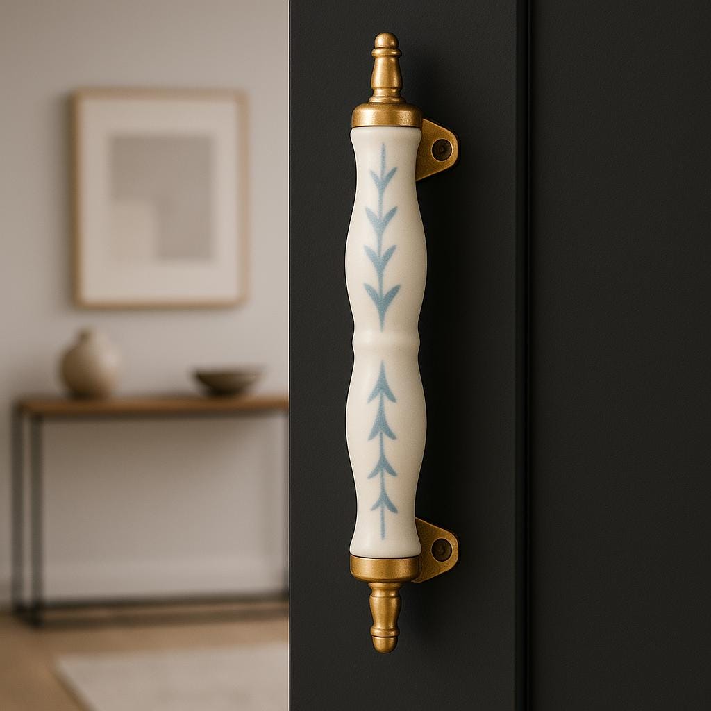 Elegant Blue Leaf Drawer Pulls