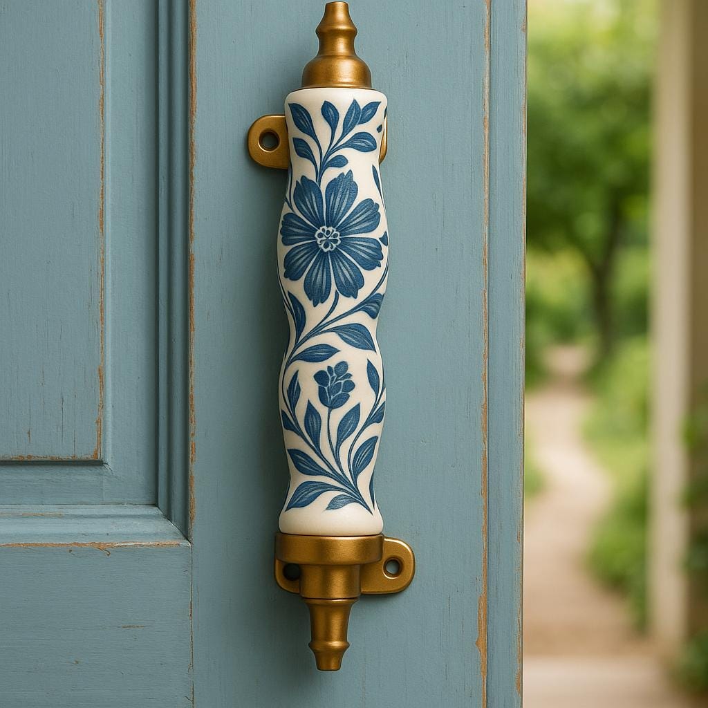 Handcrafted Blue Floral Knobs