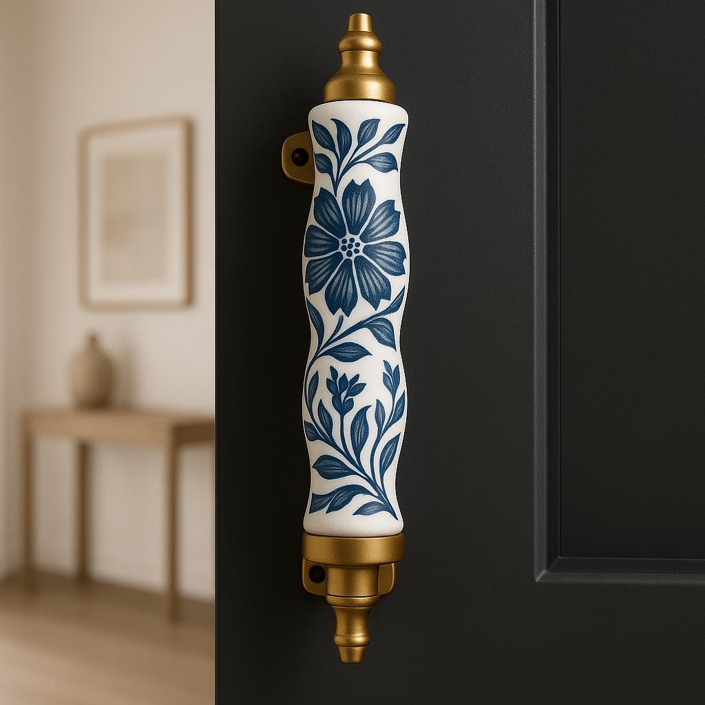 Handcrafted Blue Floral Knobs