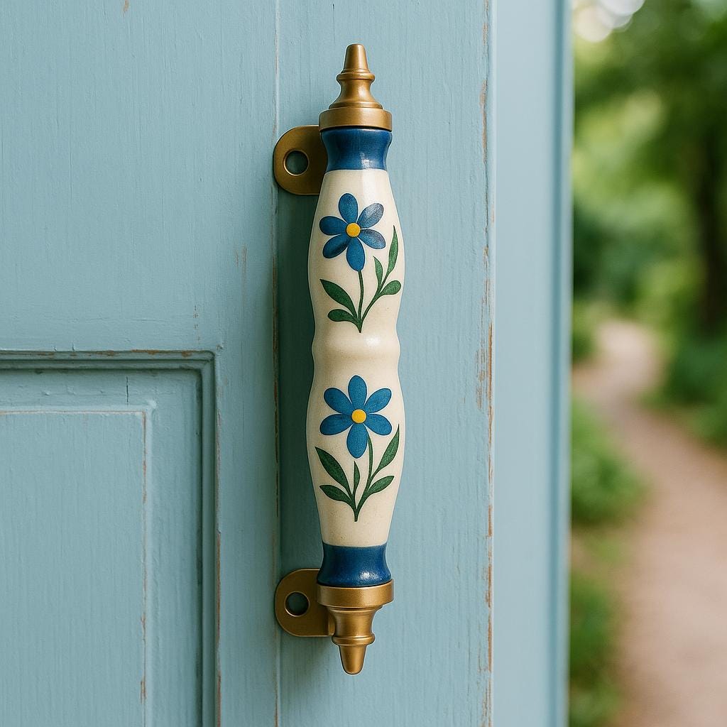 Blue Floral Ceramic Handles