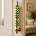 Handcrafted Ceramic Drawer Pulls  Green Leaf Design, Set of 4