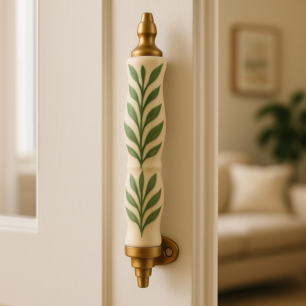 Green Leaf Ceramic Drawer Pulls