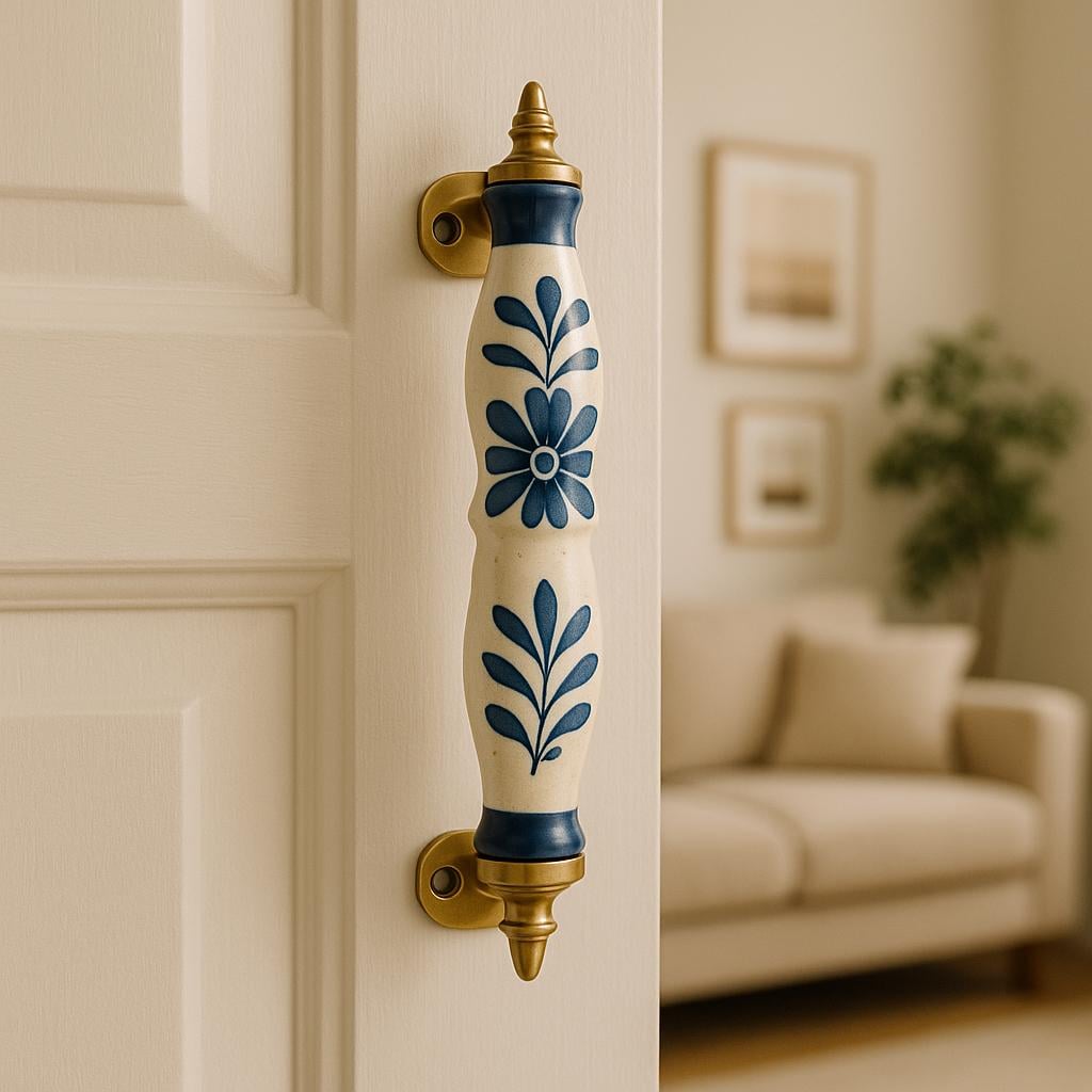 Blue Floral Cabinet Pulls Set
