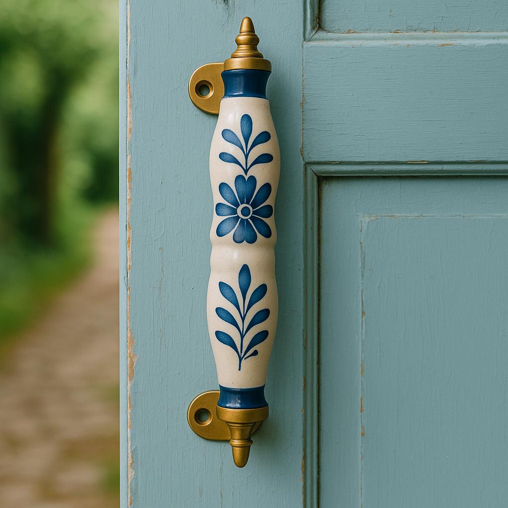 Blue Floral Cabinet Pulls Set