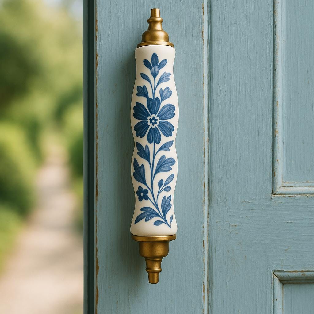 Elegant Blue Floral Cabinet Pulls