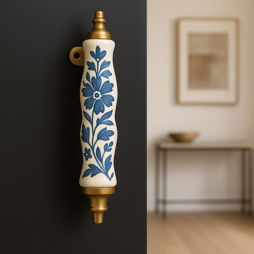 Elegant Blue Floral Cabinet Pulls