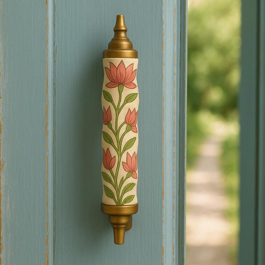 Red Brass & Wood Door Pulls
