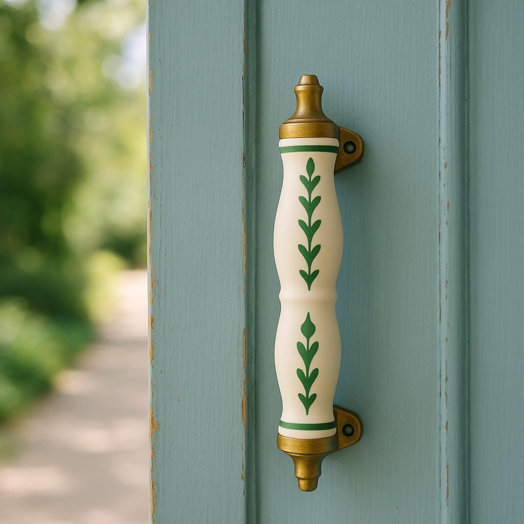 Royal Green Floral Drawer Pulls