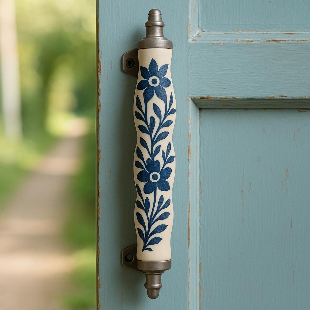 Vintage Blue Floral Cabinet Pulls