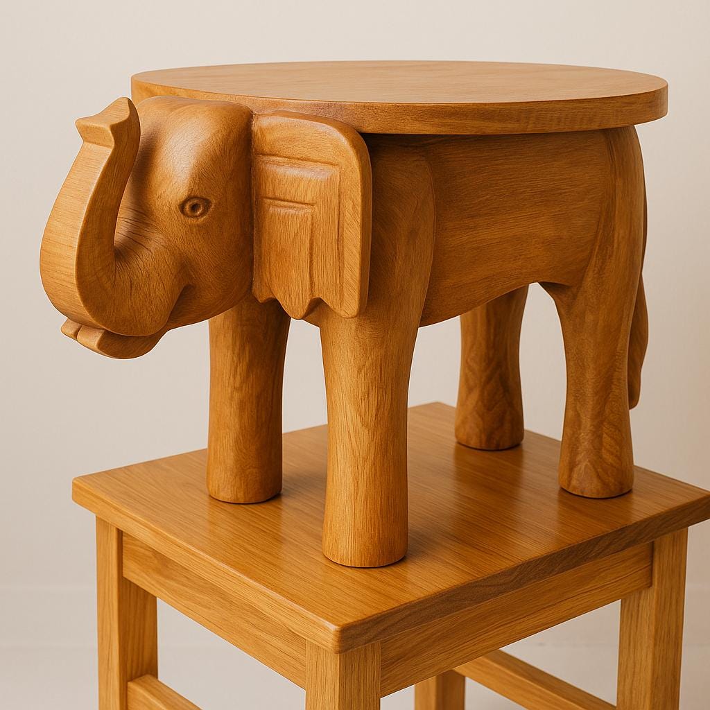 Teak Elephant Boho Accent