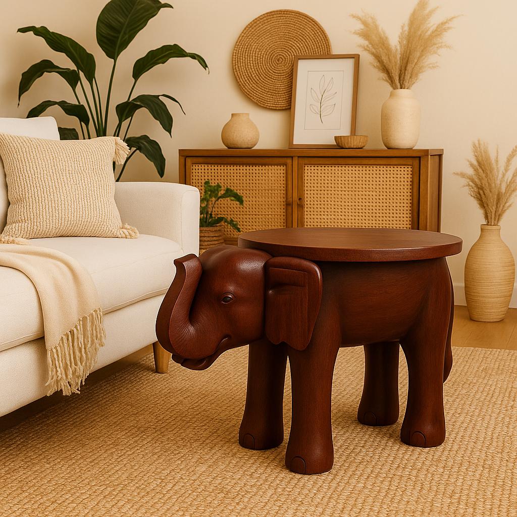 Teak Elephant Boho Accent