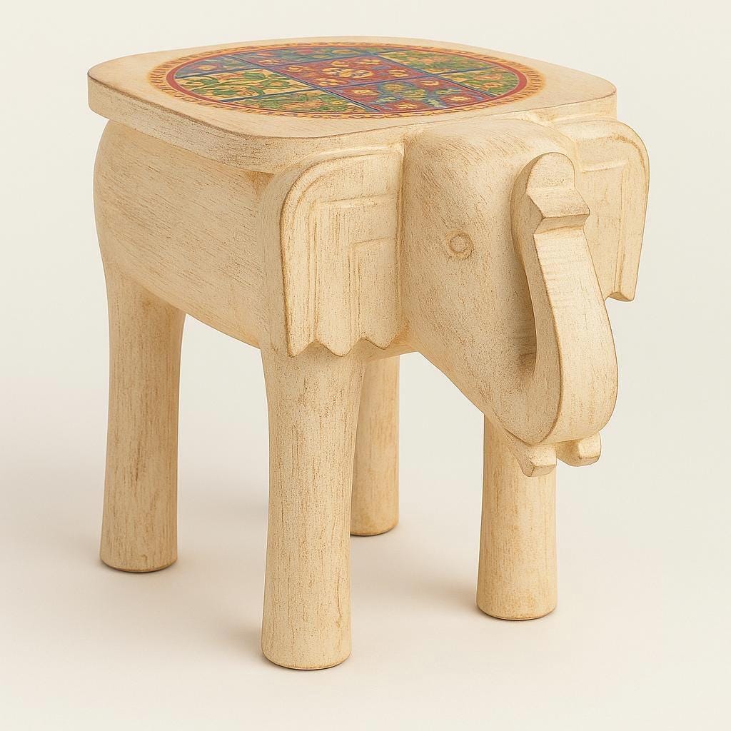 Boho Mandala Elephant Stool